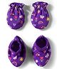 Babyhug 100% Cotton Interlock Knit Mittens & Booties Set With Floral Print - Purple