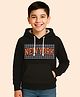 KUCHIPOO Fleece Knit Full Sleeves New York Text Printed Light Winter Hoodie - Black