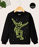 KUCHIPOO Fleece Knit Full Sleeves Stars & Dots Printed Light Winter Sweatshirt - Black