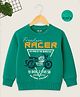 KUCHIPOO Fleece Knit Full Sleeves Racer Text & Bike Printed Light Winter Sweatshirt - Aqua Green