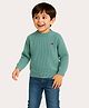 KUCHIPOO Fleece Knit Full Sleeves Textured Sweater - Aqua Green