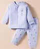 Zero Interlock Knit Full Sleeves Night Suit With Animal Print - Light Blue