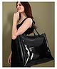 Carrylux Women Brand Logo Printed Shopper Tote Bag  Black