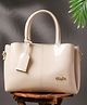 Carrylux 3 Compartment Solid Sling Satchel Purse - Beige