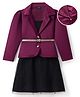 Hola Bonita Woven Three Fourth Sleeves Party Wear Satin Jacket with Mesh Glitter Dress & Belt - Wine & Black