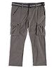 CAVIO Cotton Blend Woven Full Length Solid Cargo Pants With Belt Set - Grey
