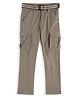 CAVIO Cotton Blend Woven Full Length Solid Cargo Pants With Belt Set - Khaki