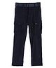 CAVIO Cotton Blend Woven Full Length Solid Cargo Pants With Belt Set - Navy Blue
