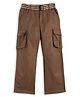 CAVIO Cotton Blend Woven Full Length Solid Cargo Pants With Belt Set - Brown
