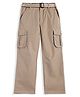 CAVIO Cotton Blend Woven Full Length Solid Cargo Pants With Belt Set - Khaki