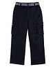 CAVIO Cotton Blend Woven Full Length Solid Cargo Pants With Belt Set - Navy Blue