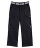 CAVIO Cotton Blend Woven Full Length Solid Cargo Pants With Belt Set - Black