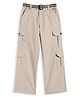 CAVIO Cotton Blend Woven Full Length Solid Cargo Pants With Belt Set - Cream