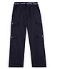 CAVIO Cotton Blend Woven Full Length Solid Cargo Pants With Belt Set - Navy Blue