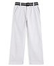 CAVIO Cotton Woven Solid  Trousers With Belt - White