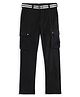 CAVIO Cotton Blend Woven Solid Cargo Pant With Belt - Black