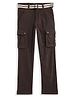 CAVIO Cotton Blend Woven Solid Cargo Pant With Belt - Brown