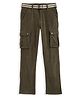 CAVIO Cotton Blend Woven Solid Cargo Pant With Belt - Dark Green