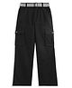 CAVIO Cotton Woven Solid Cargo Pant With Belt - Black