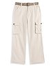 CAVIO Cotton Woven Solid Cargo Pant With Belt - Cream