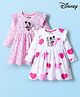 Babyhug Disney Single Jersey Knit Full Sleeves Dresses With Minnie Mouse Graphics Pack of 2 - Pink & White