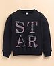 giniekids Fleece Knit Full Sleeves STAR Text Printed Light Winter Sweatshirt - Black