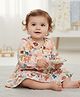 My Milestones 100% Cotton Woven Full Peasant Sleeves Floral Printed Tiered Dress With Bloomer - Multi Colour