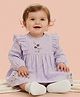 My Milestones 100% Cotton Woven Full Sleeves Gingham Checked & Floral Embroidered  Dress With Bloomer - Purple