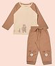 My Milestones 100% Cotton Knit Full Sleeves Animal Printed Tee With Joggers  - Ecru & Fawn