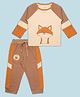 My Milestones 100% Cotton Knit Full Sleeves Fox  Embroidered Tee & Joggers Set - Multi Colour