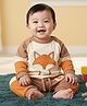 My Milestones 100% Cotton Knit Full Sleeves Fox  Embroidered Tee & Joggers Set - Multi Colour