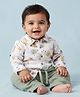 My Milestones 100% Muslin Woven Full Sleeves Animal  Printed Shirt & Pant Set - Multi Colour