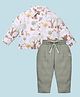 My Milestones 100% Muslin Woven Full Sleeves Animal  Printed Shirt & Pant Set - Multi Colour