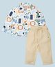 My Milestones 100% Muslin Woven Full Sleeves Jungle Theme Printed Shirt & Pant Set - Multi Colour