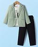 Rikidoos Typography Printed Tee & Pant Set With Full Sleeves Solid Blazer - Pista Green & Black