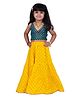 Twisha Brocade Woven Sleeveless Ethnic Motif Foil Printed Gota Lace Embellished Halter Neck Top & Sharara Set - Rama Green & Yellow