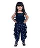 Twisha Georgette Woven Sleeveless Sequins Embelliished Top With Printed Dhoti - Navy Blue