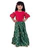 Twisha Woven Cold Shoulder Sleeves Ethnic Motif Foil Printed Top & Sharara Set - Pink & Green