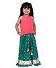 Twisha Chanderi Woven Sleeveless Solid Choli & Foil  Whale Printed Lehenga - Coral & Green