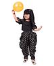 Twisha Woven Cold Shoulder Sleeves Ethnic Motif Foil Printed Top & Dhoti Set - Black
