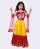 Twisha Woven Sleeveless Butterfly Patch Embroidered & Sequins Embellished Choli Lehenga With Dupatta Set - Red & Yellow