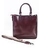 Calvadoss Women's Burgundy Leather Structured Handheld Bag - Brown