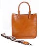 Calvadoss Women's Brown Leather Oversized Shopper Handheld Bag with Tasseled