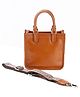 Calvadoss Women's Bronze Leather Oversized Shopper Handheld Bag with Tasseled