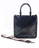 Calvadoss Women's Black Leather Oversized Shopper Handheld Bag with Tasseled