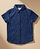 PURPLE UNITED KIDS Denim Woven Half Sleeves Solid Shirt - Dark Blue
