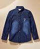 PURPLE UNITED KIDS Denim Woven Full Sleeves Mild Washed Shirt - Dark Blue
