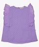 PURPLE UNITED KIDS Cotton Blend Woven Sleeveless Swiss Dots Embroidered & Frill Detailed Top - Lavender