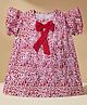 PURPLE UNITED KIDS Cotton Blend Woven Half Sleeves Abstract Printed Bow Applique Detailed Top - Red White & Multi Colour