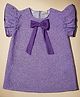 PURPLE UNITED KIDS Cotton Blend Woven Frill Sleeves Bow Applique Detailed Top - Lavender & White